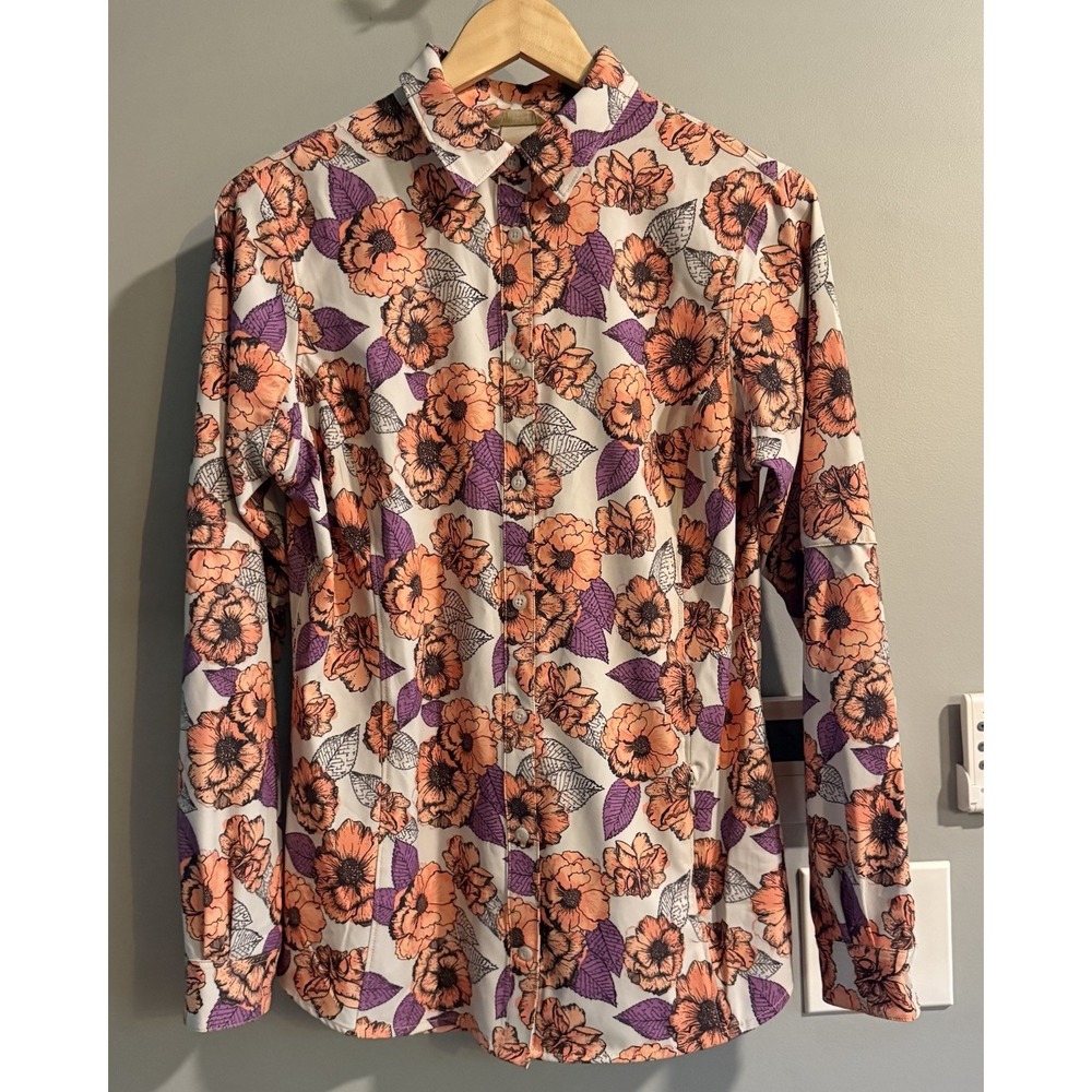 Duluth Trading Top Sidewinder Floral Button Up Lightweight Stretch Vented Small